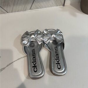 Silver Bow Sandals